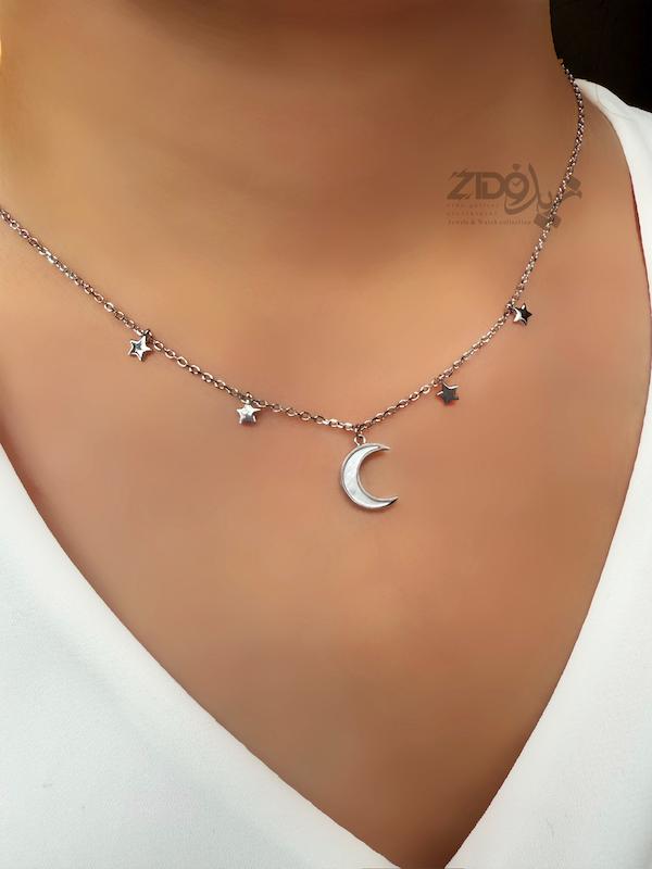 گردنبند نقره عیار ۹۲۵ مدل ماه و ستاره کد N1009