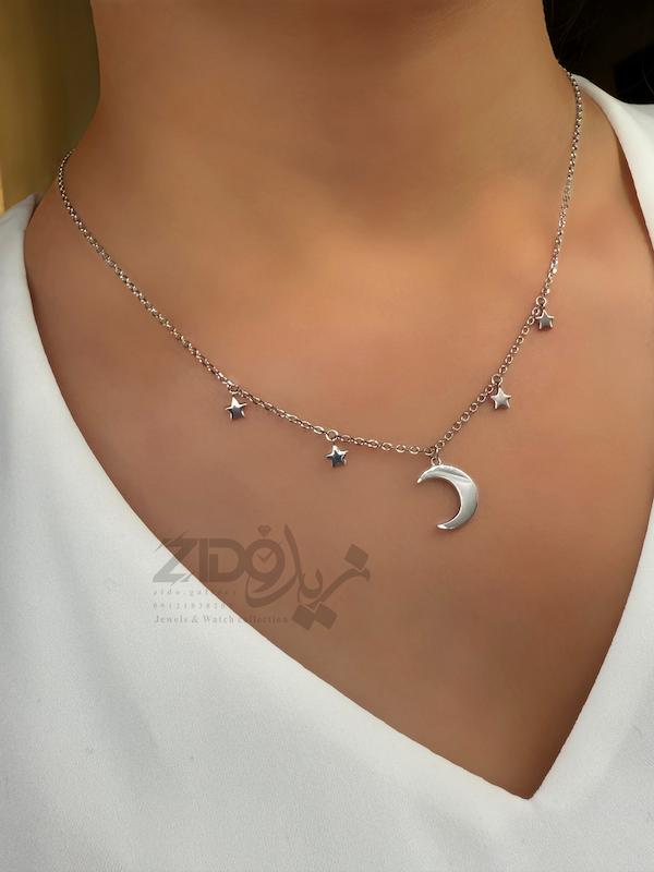 گردنبند نقره عیار ۹۲۵ مدل ماه و ستاره کد N1009