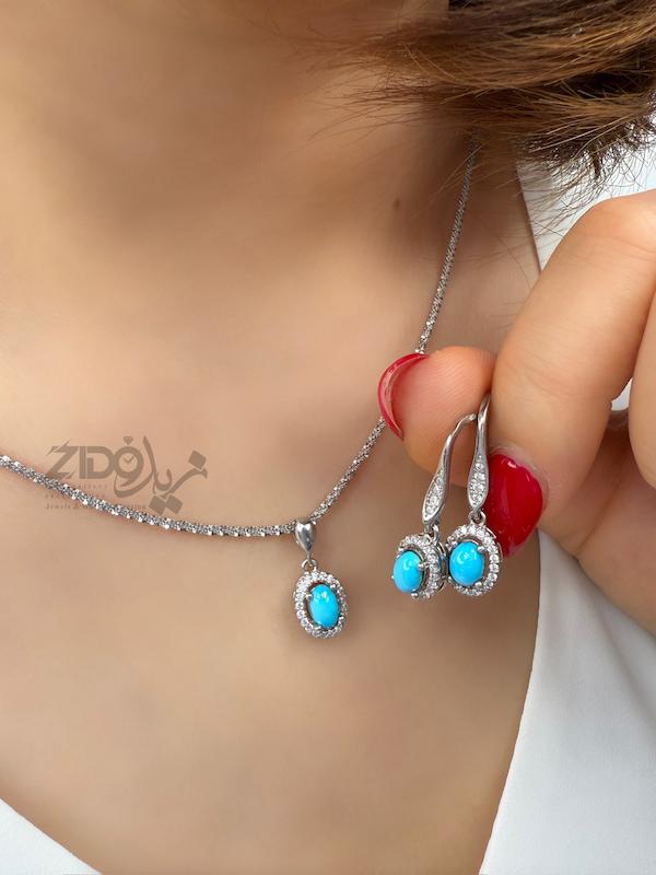 ست زنانه نقره فیروزه نیشابور کد SET1032