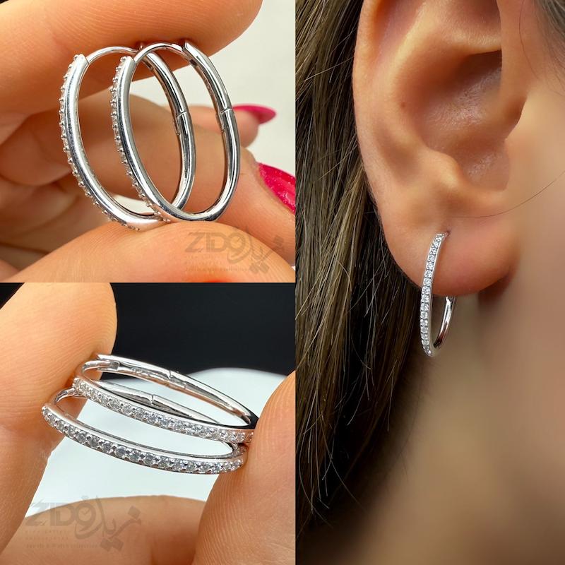 گوشواره نقره عیار ۹۲۵ مدل حلقه ای بیضی کد ER1015