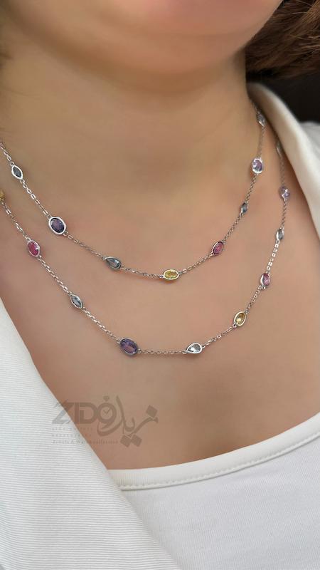 گردنبند و دستبند نقره عیار ۹۲۵ مدل رینبو کد N1032