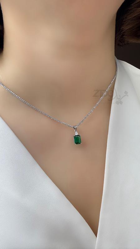 نیمست زنانه نقره مدل زمرد کد H1032