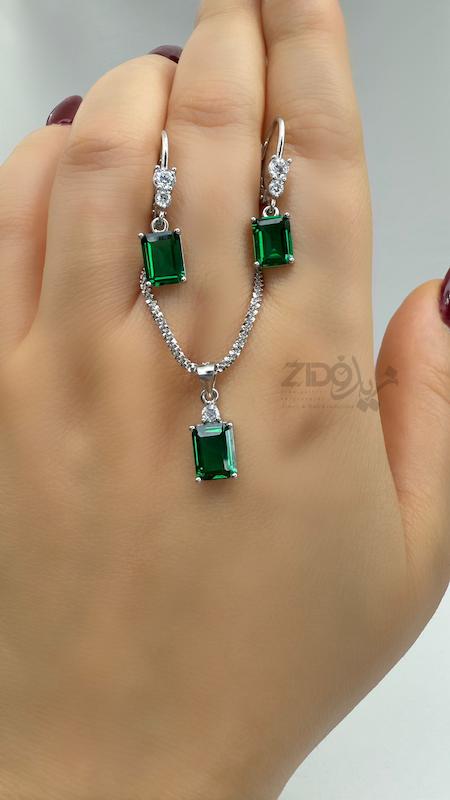 نیمست زنانه نقره مدل زمرد کد H1032