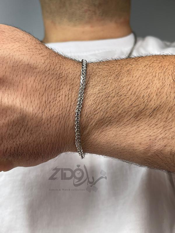 گردنبند و دستبند نقره مردانه