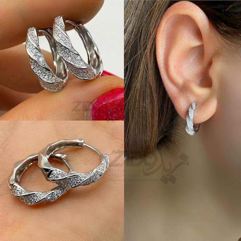 گوشواره نقره عیار ۹۲۵ مدل حلزونی کد ER1025