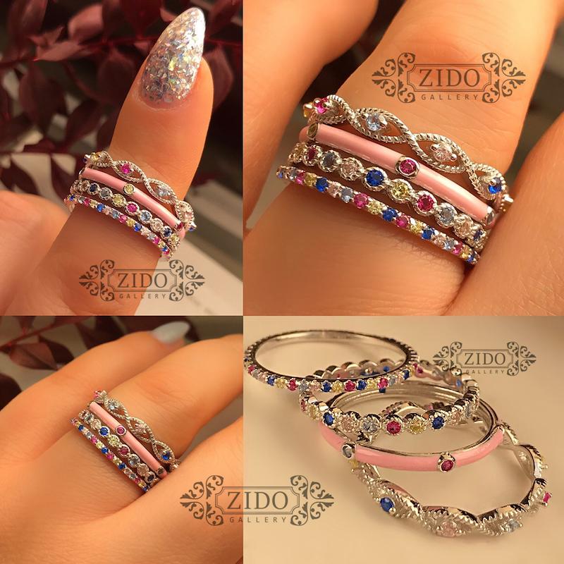 انگشتر نقره زنانه مدل چهارتایی کد R1042