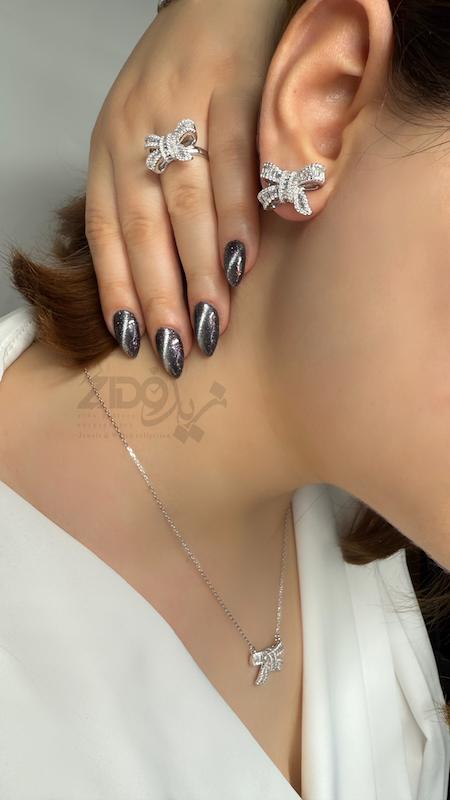 سرویس نقره زنانه عیار ۹۲۵ مدل پاپیون کد SS1002