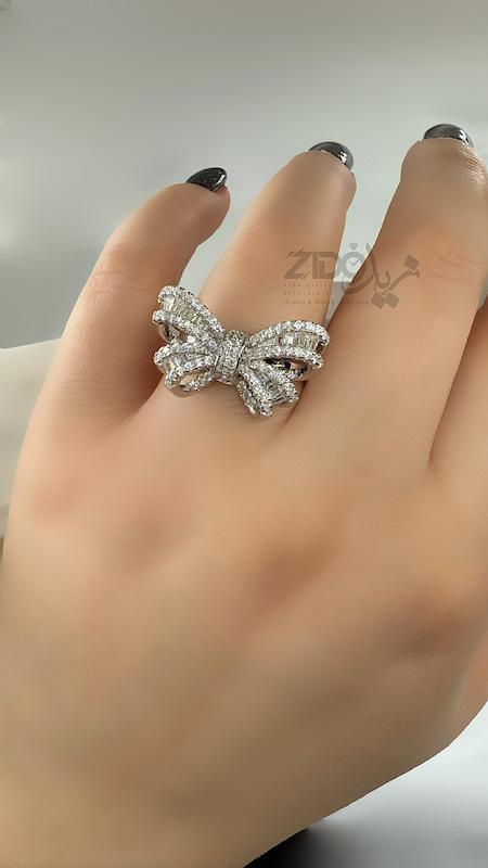 انگشتر نقره زنانه مدل پاپیون کد R1054