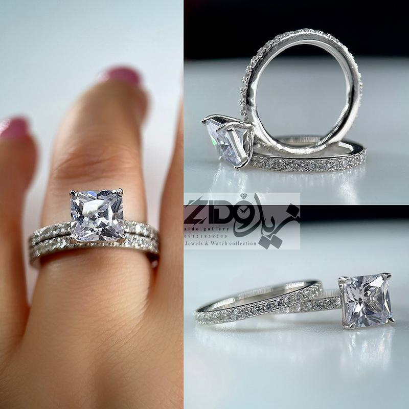 حلقه پشت حلقه نقره زنانه مدل پرنسکات