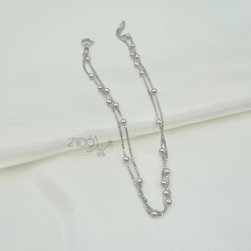 دستبند زنانه نقره ایتالیا مدل دو رج توپی کد B1055