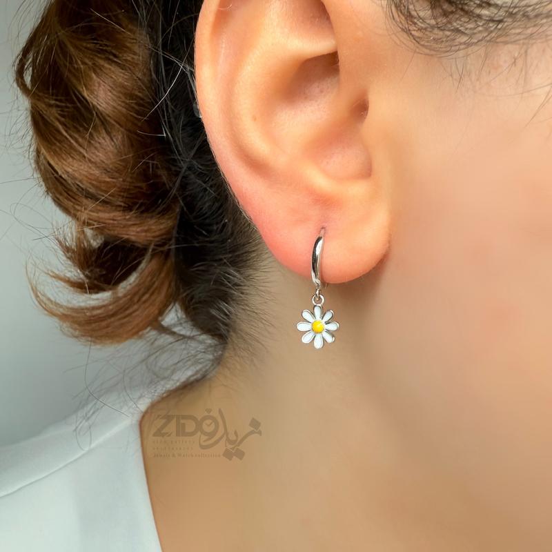 گوشواره زنانه نقره مدل بابونه کد ER1041