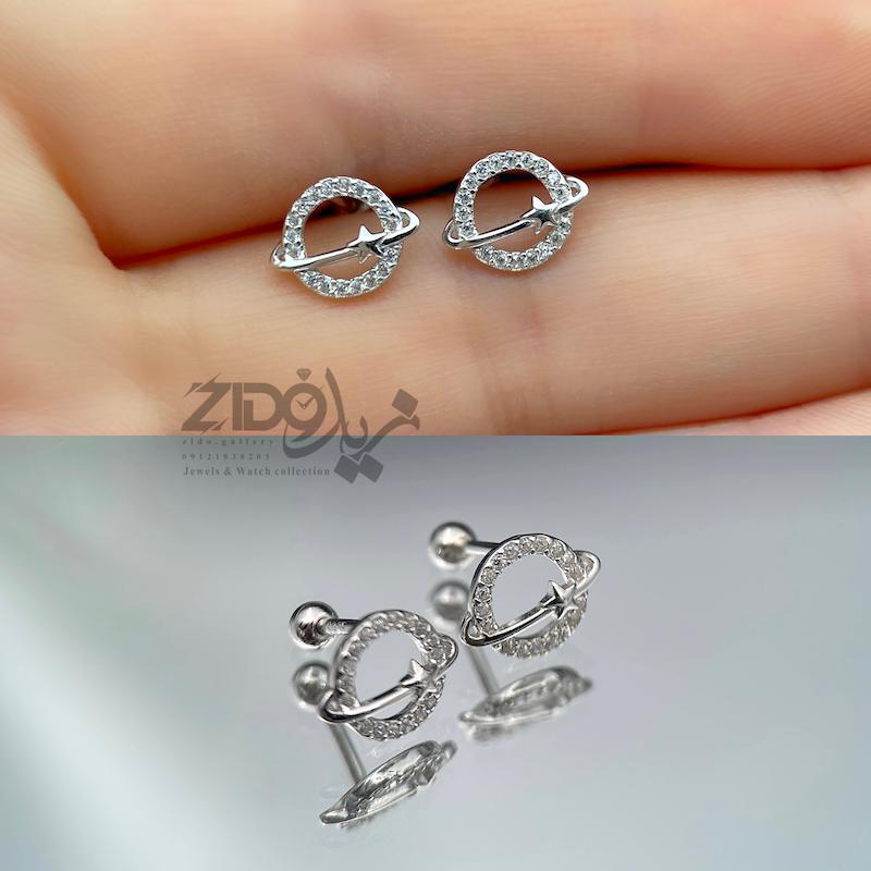 گوشواره پیرسینگی نقره زنانه مدل زحل کد ER1043