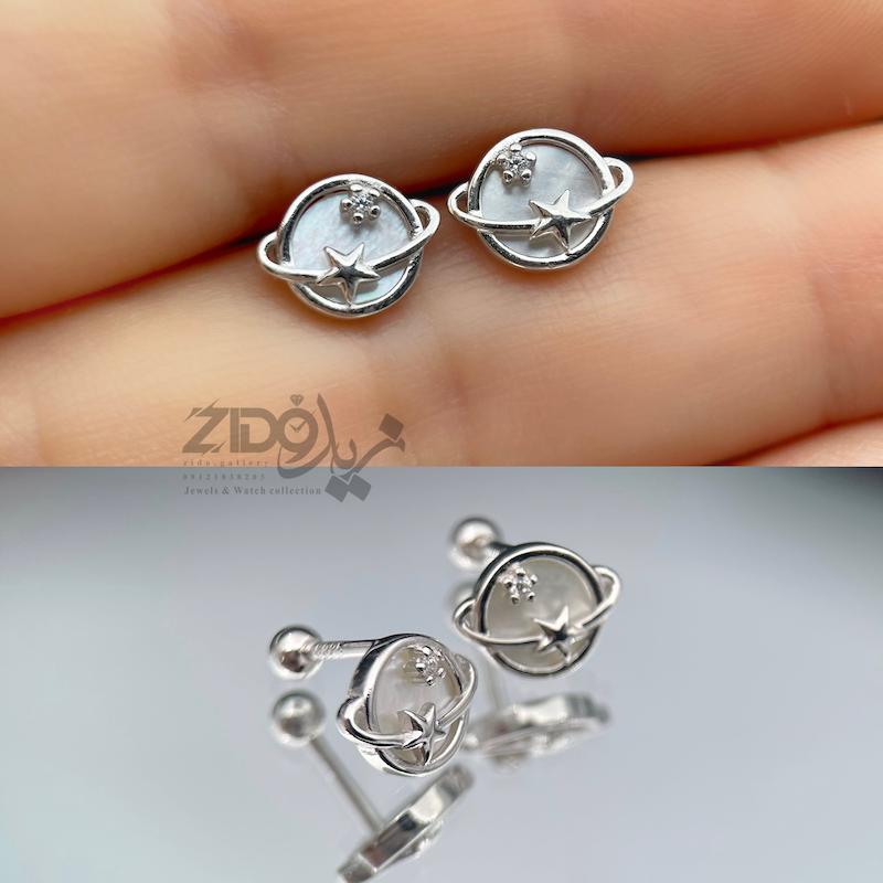 گوشواره پیرسینگی نقره زنانه مدل زحل کد ER1044