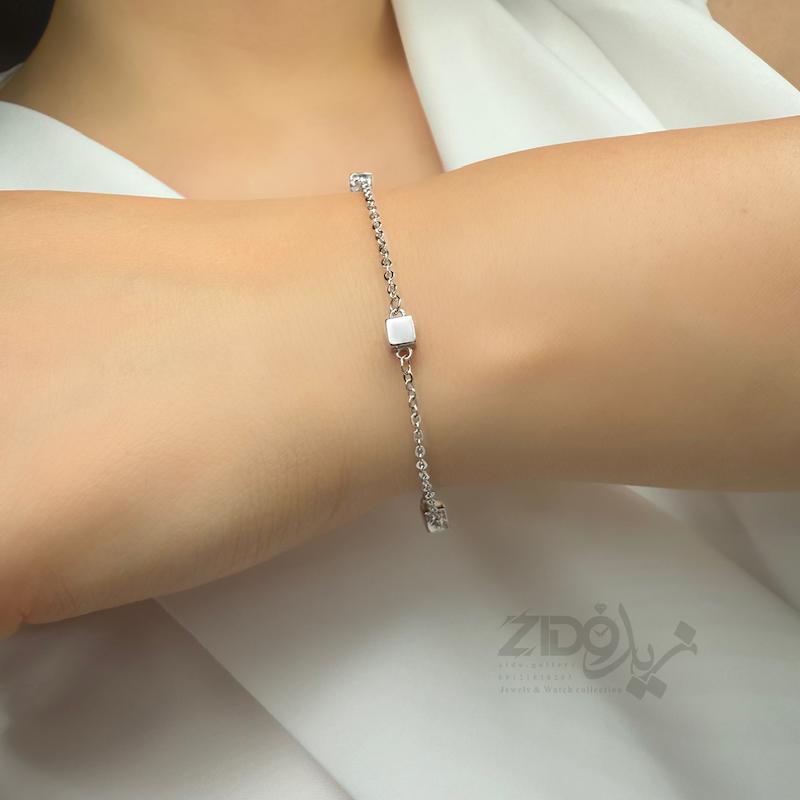 دستبند نقره زنانه مدل مکعب کد B1068