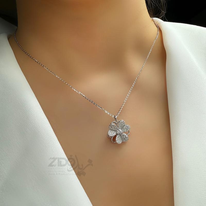 گردنبند نقره زنانه مدل گل متحرک کد N1091