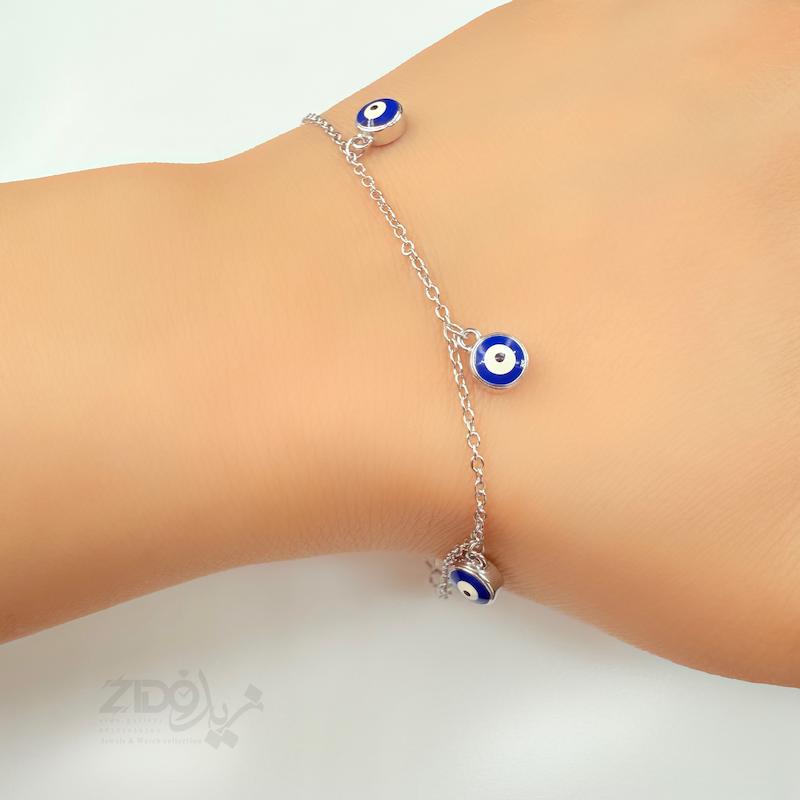 دستبند زنانه نقره مدل چشم نظر