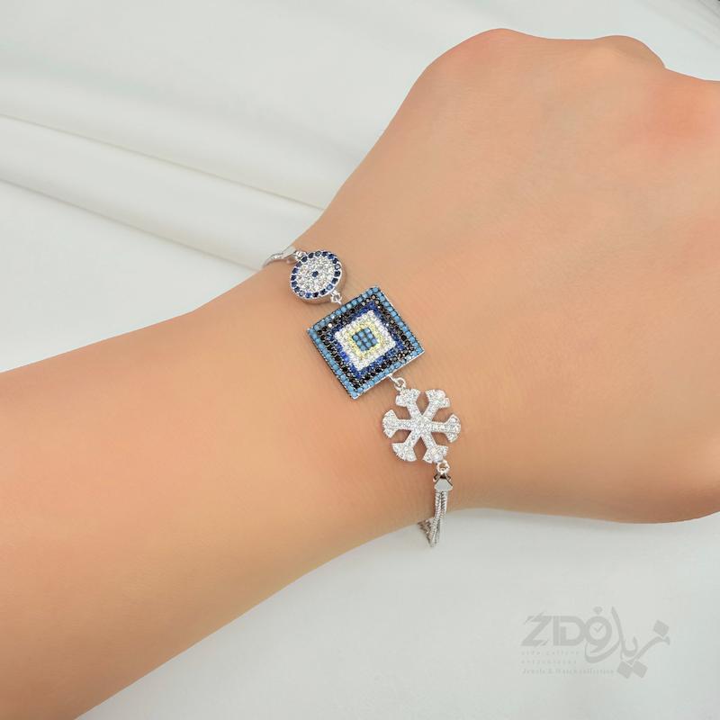 دستبند زنانه نقره مدل چشم نظر کد B1071