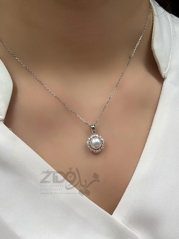 گردنبند مروارید نقره عیار ۹۲۵ مدل ویانا کد N1054