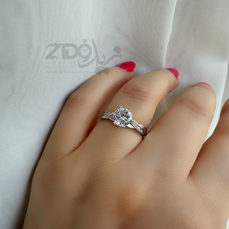 انگشتر نقره زنانه عیار ۹۲۵ مدل تکتاش R1071