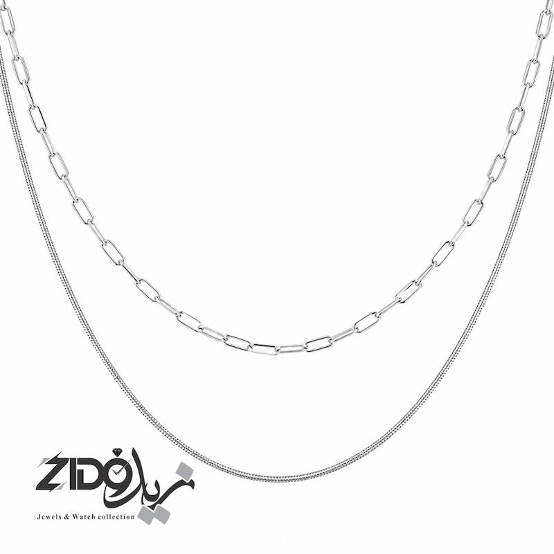 گردنبند نقره زنانه عیار ۹۲۵ مدل دو‌ ردیفه کلارک
