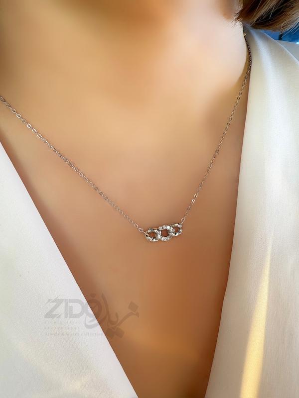 گردنبند نقره زنانه عیار ۹۲۵ مدل کارتیه دو رو کد N1103