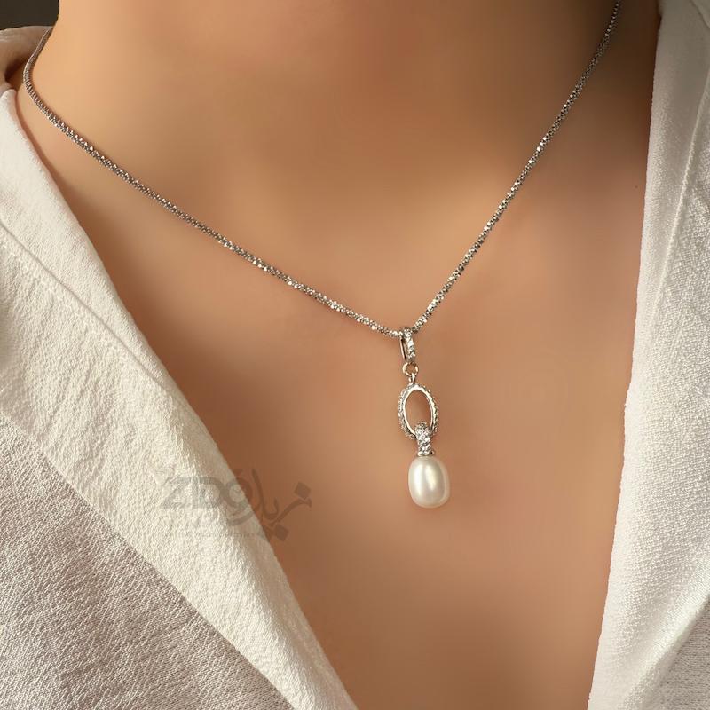 نیمست نقره زنانه مرواریدی مدل کژال کد H1084