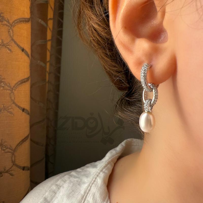 نیمست نقره زنانه مرواریدی مدل کژال کد H1084