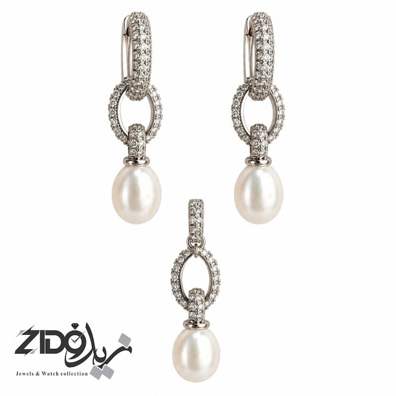 نیمست نقره زنانه مرواریدی مدل کژال کد H1084