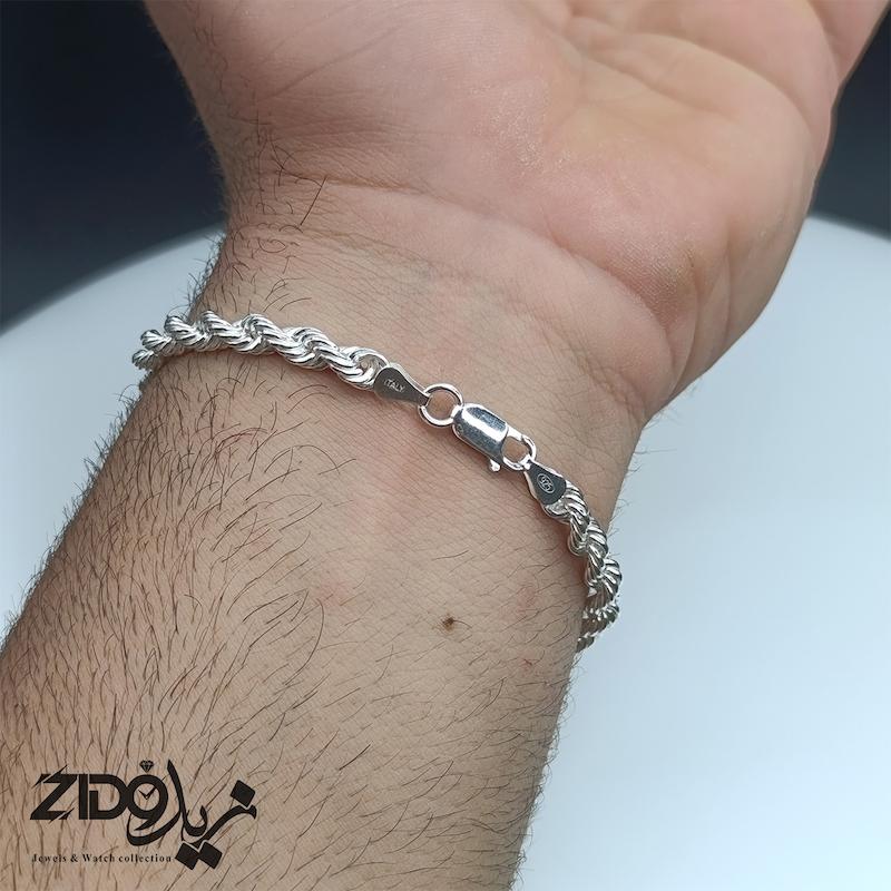 دستبند نقره مردانه ایتالیایی مدل طنابی کد BT3072