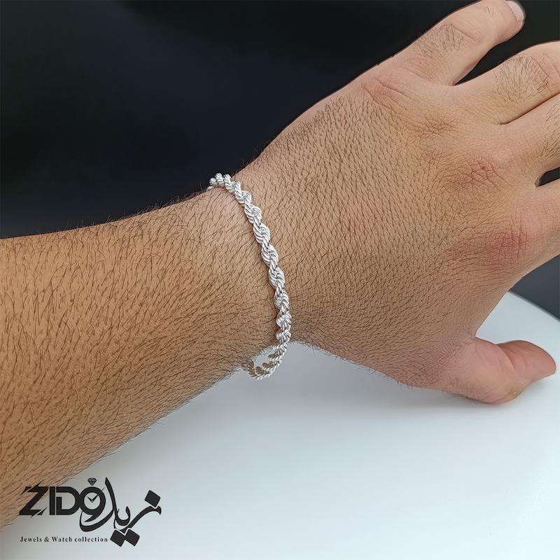 دستبند نقره مردانه ایتالیایی مدل طنابی کد BT3072