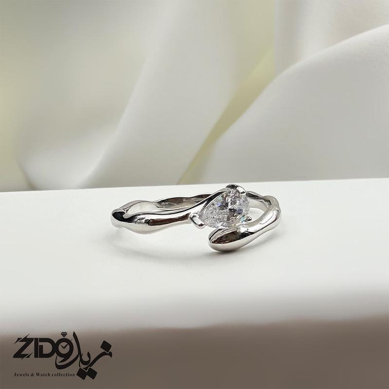 انگشتر نقره زنانه عیار ۹۲۵ مدل اشک مینیمال R1078