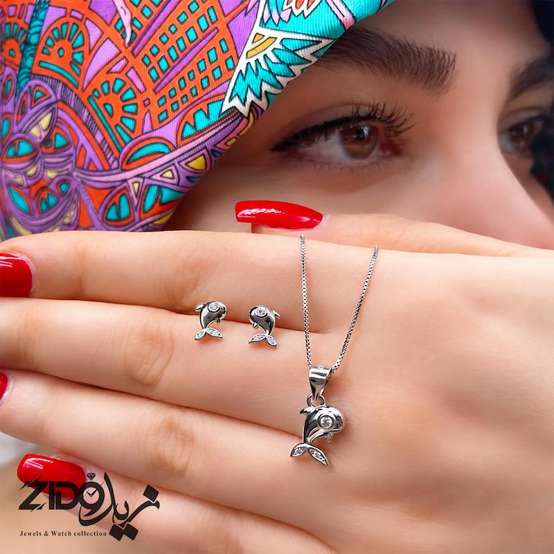 نیمست نقره زنانه عیار ۹۲۵ مدل نهنگ کد H1046