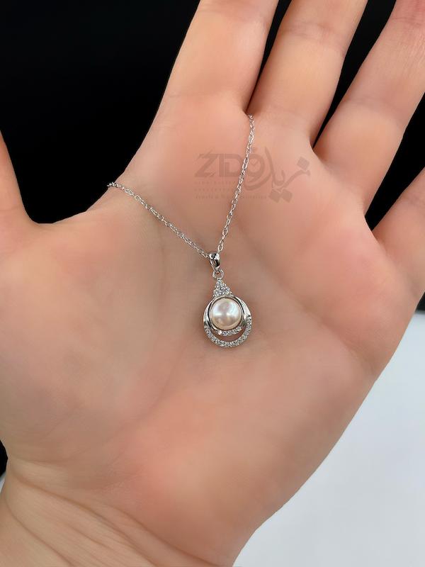 گردنبند مروارید نقره عیار ۹۲۵ مدل مارال کد N1047