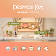 تم دسکتاپ گربه نقاش باشی شامل والپیپر ست کامپیوتر 4k و آیکون فولدر ویندوز 