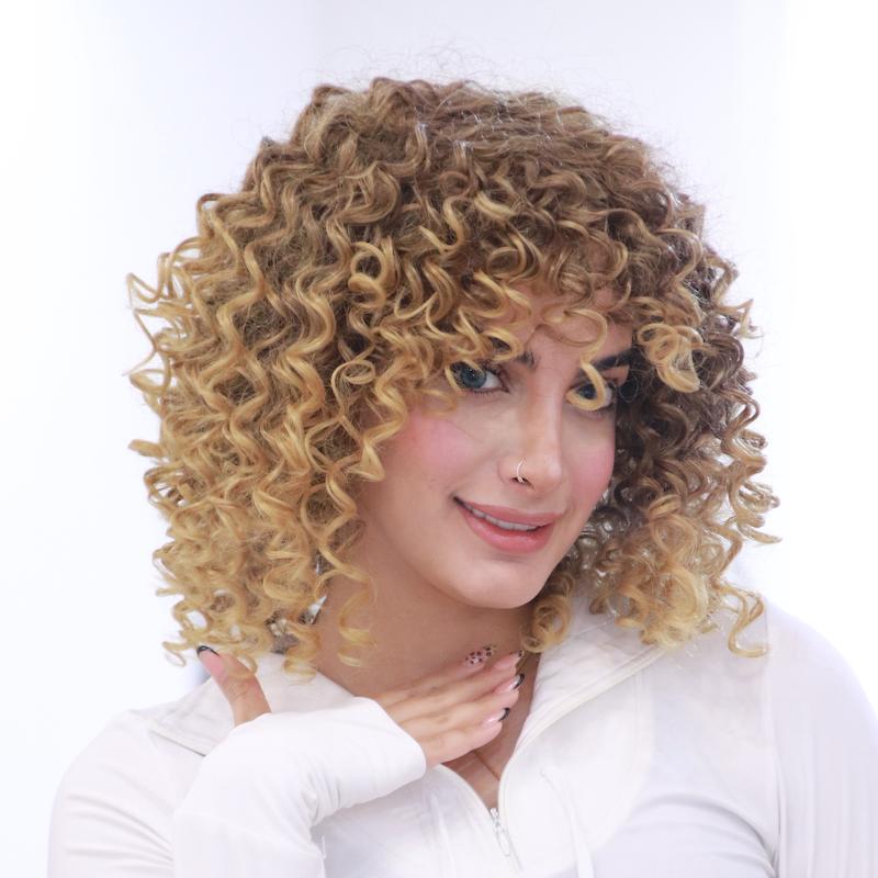 کلاهگیس فرفری عسلی