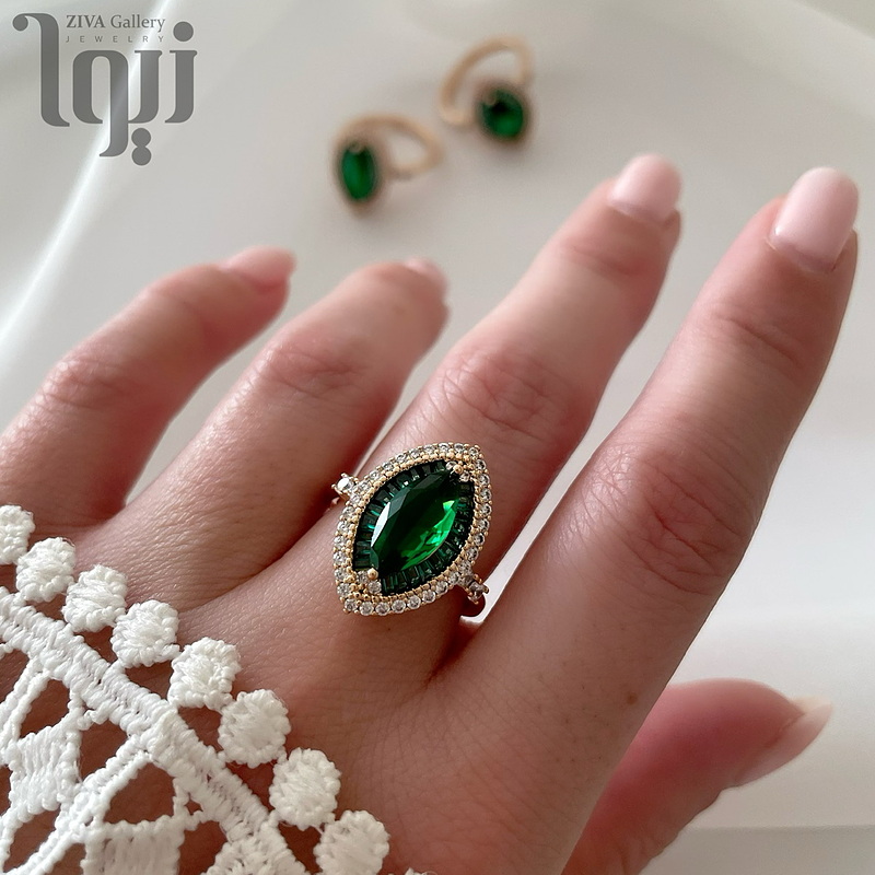 انگشتر نگین سبز زمردی ژوپینگ