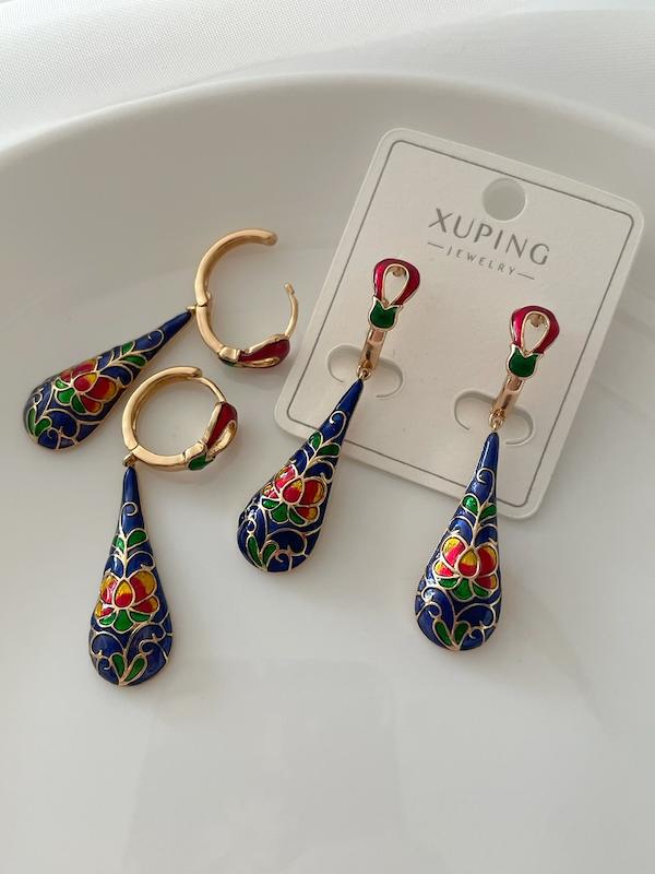 گوشواره آویز میناکاری ژوپینگ