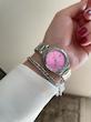 ساعت صفحه صورتی کاسیو و دستبند ژوپینگ