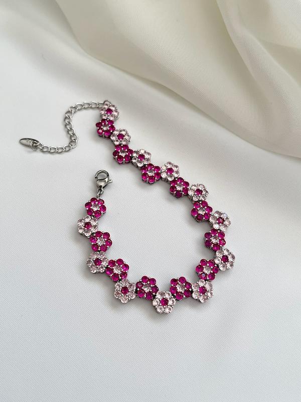 دستبند جواهری فلاور سرخابی ژوپینگ