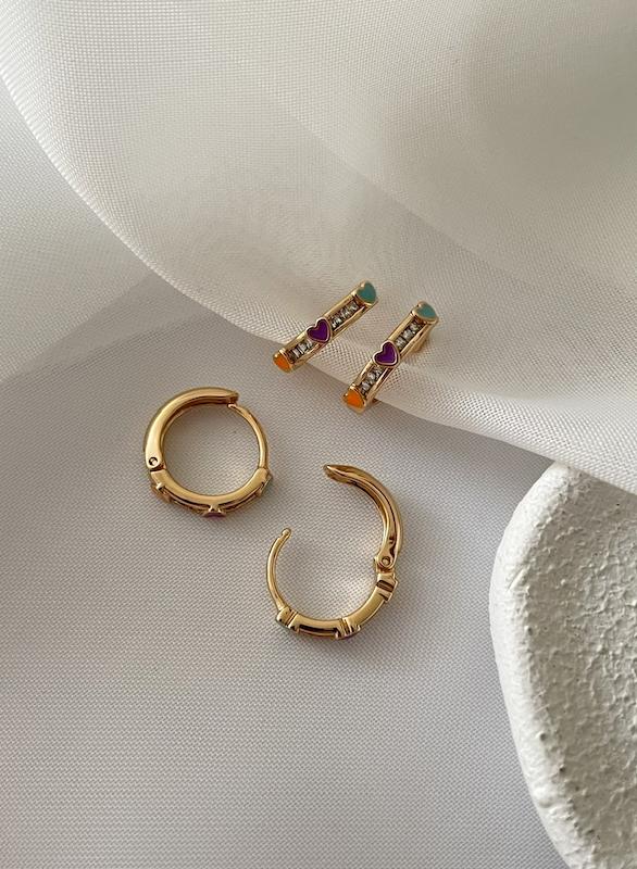 گوشواره ظریف قلب رنگی ژوپینگ