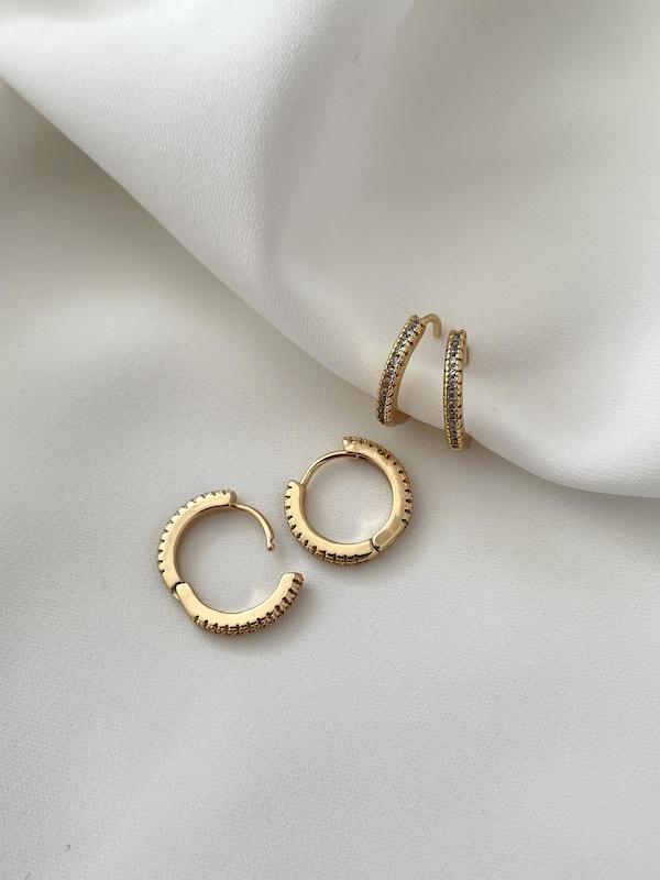 گوشواره حلقه ای دوطرف نگیندار ژوپینگ