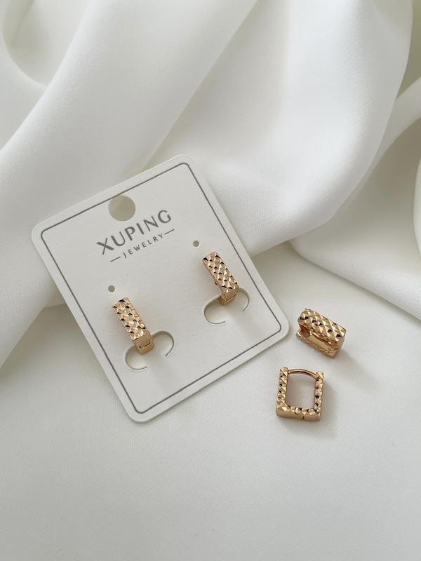 گوشواره مربع ریز تراشدار ژوپینگ