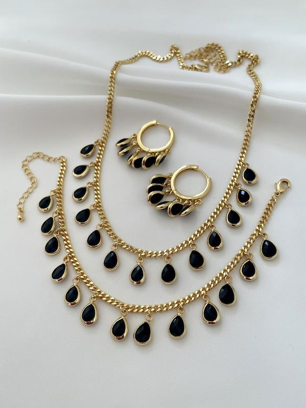 سرویس اشکی نگین مشکی fashion