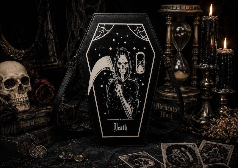 کیف گوتیک تابوتی چرم طرح Death 