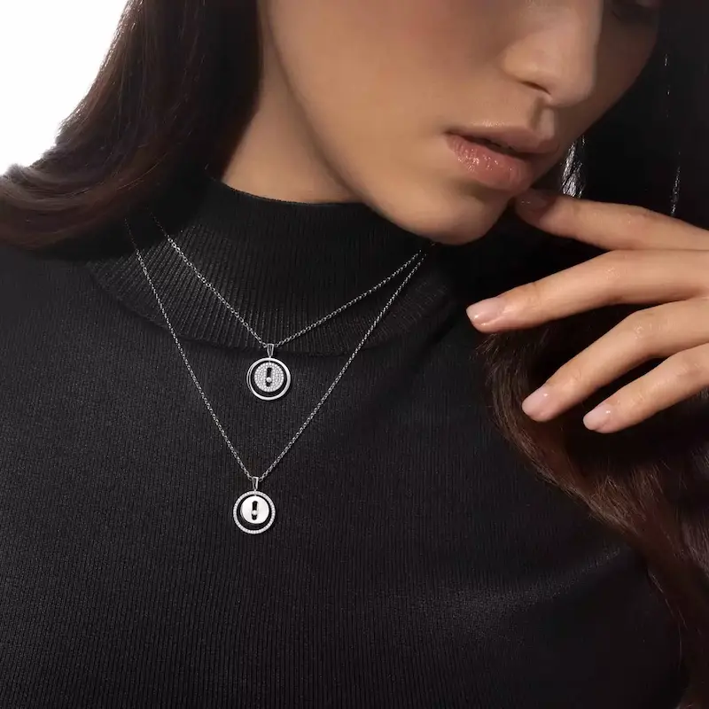 گردنبند نقره ۹۲۵ زنانه با نگین زیرکونیا و زنجیر قابل تنظیم – مدل Lucky Move