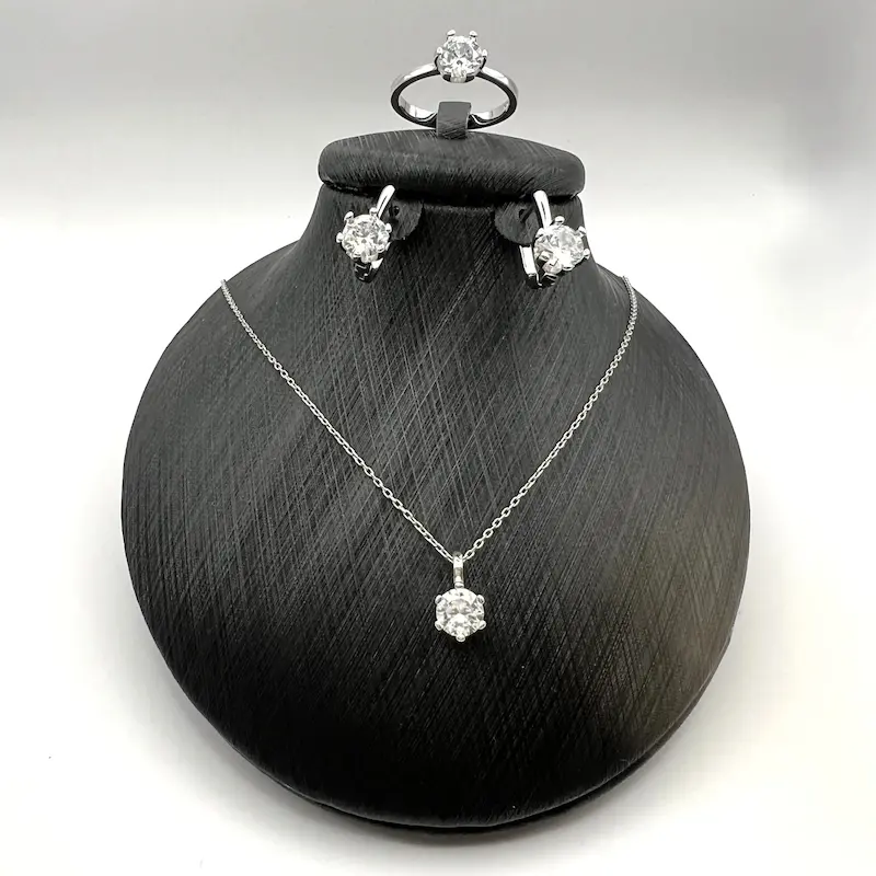 نیم‌ست نقره ۹۲۵ با نگین زیرکونیا تراش برلیان