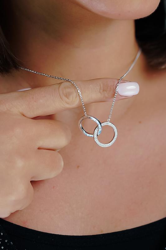 گردنبند نقره زنانه بولگاری دوحلقه – عیار 925