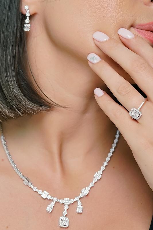 سرویس نقره زنانه مجلسی طرح الماس امرالدکات – عیار 925