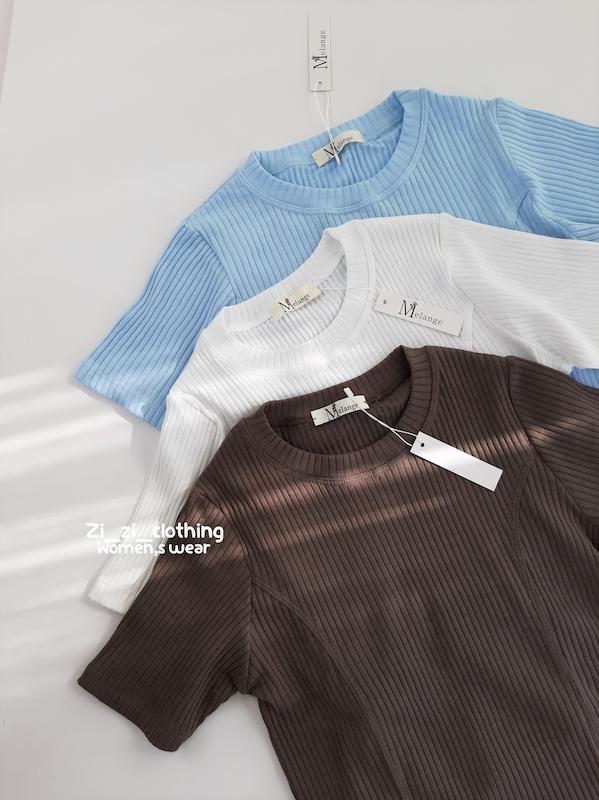 تیشرت کراپ یقه گرد کبریتی برش عصایی