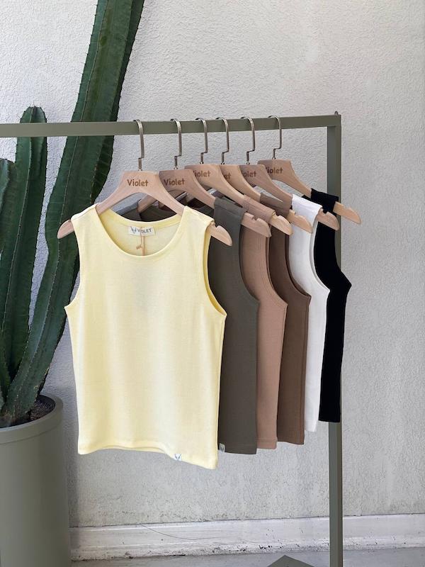 تاپ ساده یقه گرد کشبافت، تاپ بیسیک کشبافت